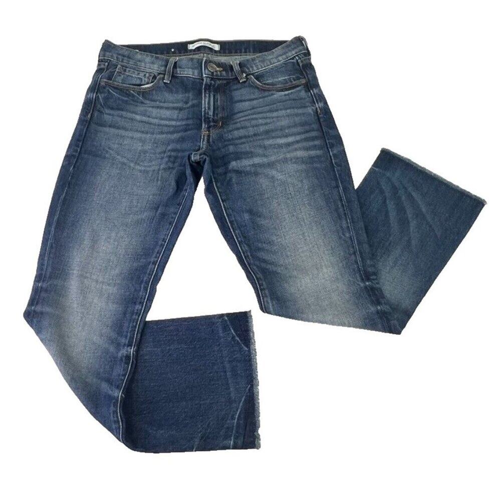 Banana Republic Jeans Womens 26 (30x25) Mid Rise Crop Flare Raw Hem Blue Denim